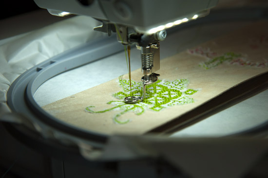 embroidery on wood