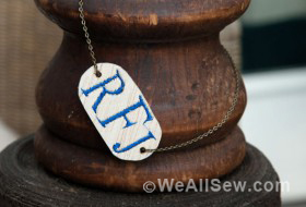 monogram wood necklace