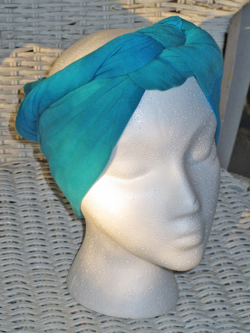 blue scarf - 3 quarter view