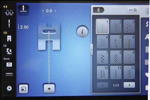 sewing machine selection screen