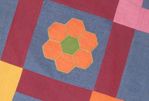 mary beck - grandmothers flower garden - one block - angled