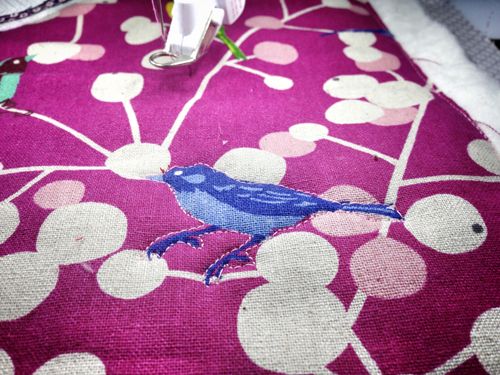 free-motion quilt bird