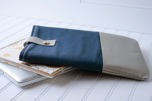 leather trimmed laptop sleeve