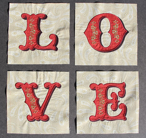 L-O-V-E Quilt Block - view D