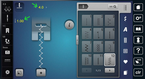 Hexie Applique stitch settings
