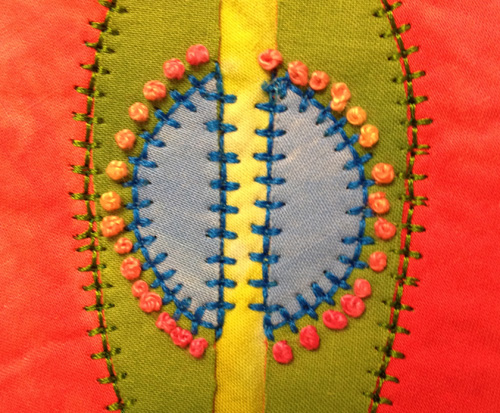 Combination of hand and machine stitching