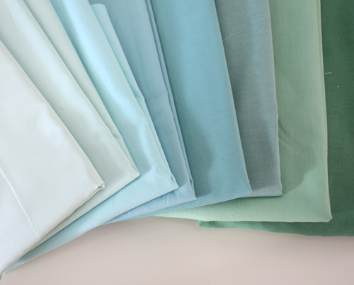 turquoise and blue fabrics