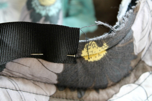 sew ribbon to seam allowance