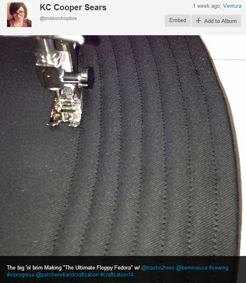 many rows of stitching on brim