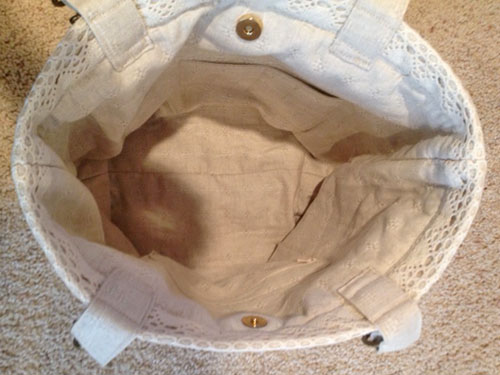 Lace Over Burlap - Beach Bound Tote - interior