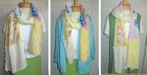 three options for wearing vintage hankie scarf