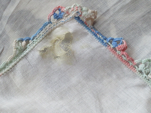 bleach hole in linen hankie