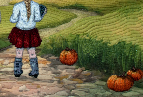 thread painting - road detail