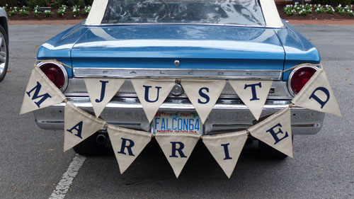 appliqued Just Married banner