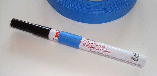 blue tape on marking pen
