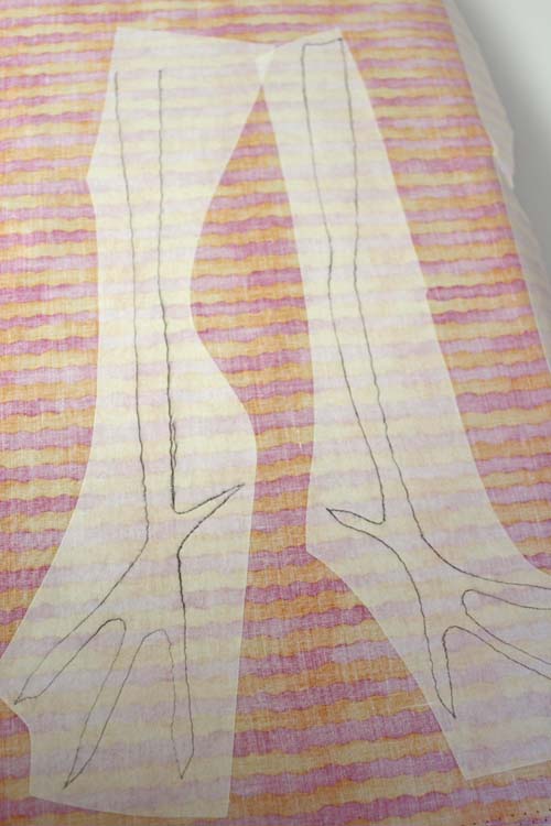 trace legs on double-sided adhesive