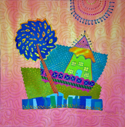Tilty Town #10 by Laura Wasilowski