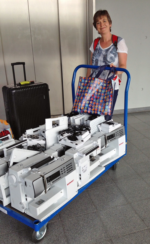 sewing machines on cart