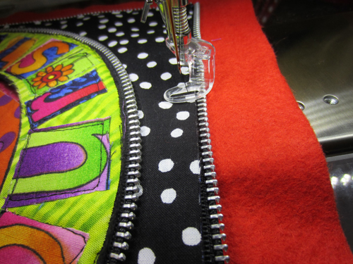 sew zipper tape in place