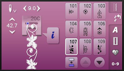 stitch selection screen