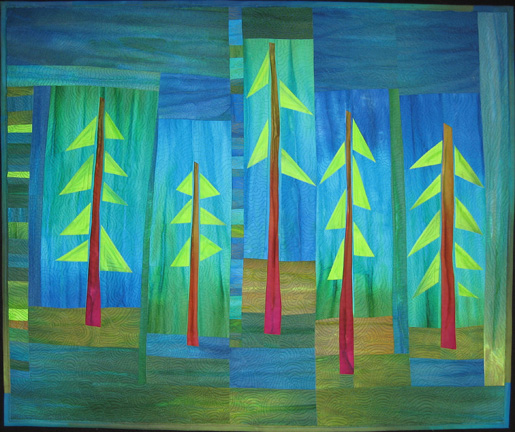 quilt with pine trees