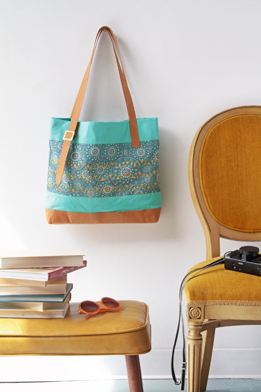 turquoise tote bag