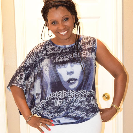 woman in face t-shirt