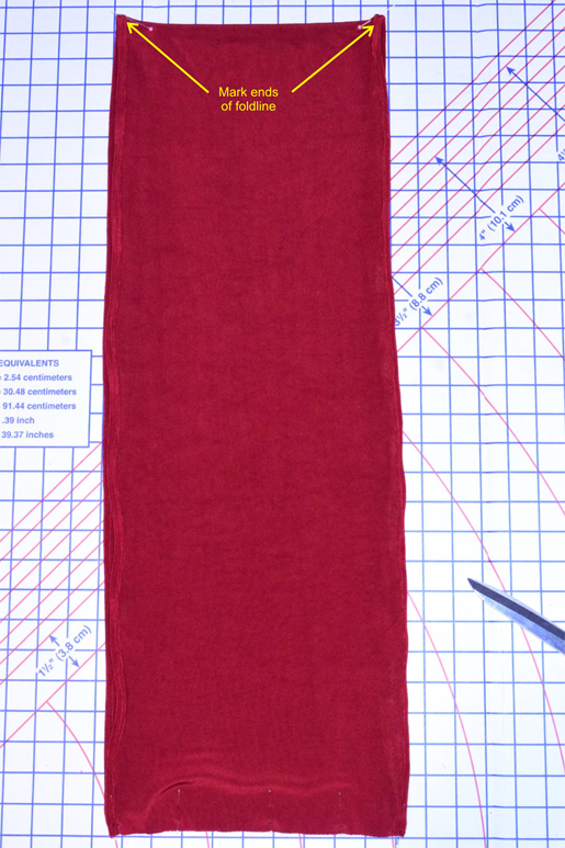 mark ends of center fold