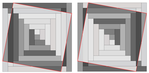 sew corners to new centers