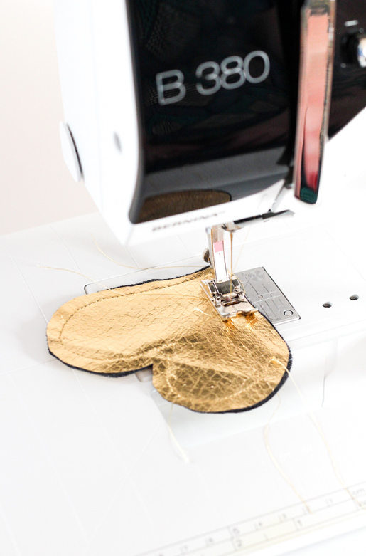 Sewing a heart brooch