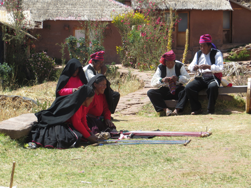 Knitting in Tequile Peru