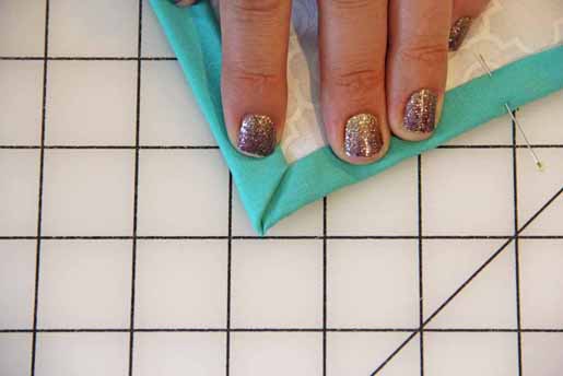 Fold in overlapping the quilt block