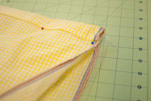 Creating a casing at the top of the skirt