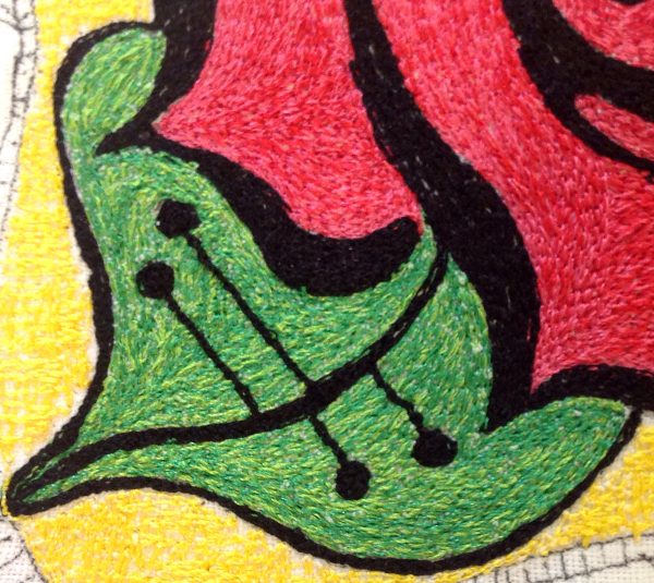 Step 7 How to make a thread painted rose tile pillow