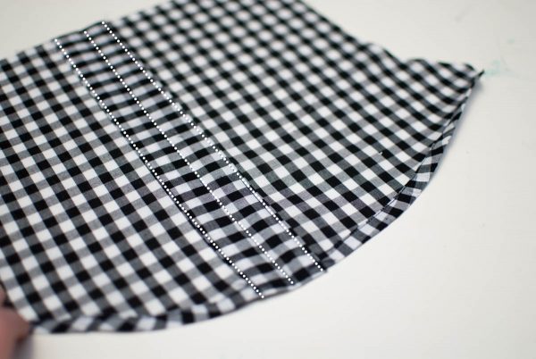 Gathered Shorts Tutorial, Place the rectangle down wrong sides together