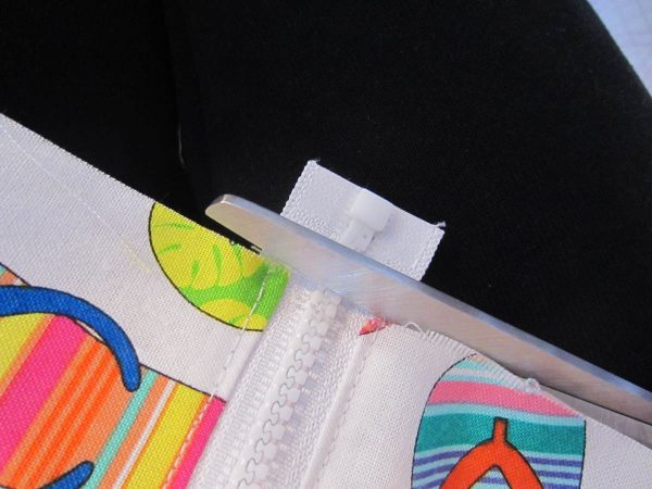 Swim Wetbag Sewing Tutorial - 4. Remove excess zipper tape