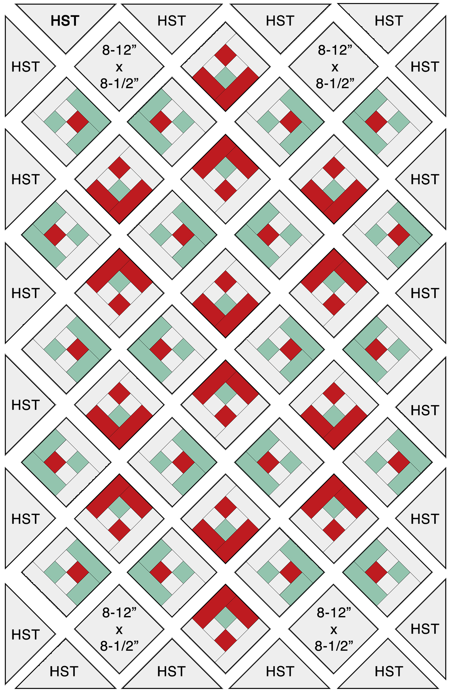 Snowflake Quilt Assembly Diagram Step 1