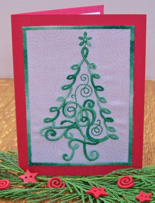 Embroidered Christmas Tree Card 