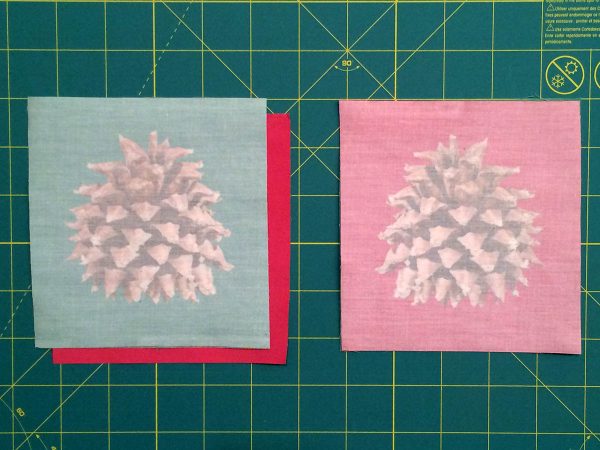 Holiday Coasters Tutorial - Face Fabric Images Together