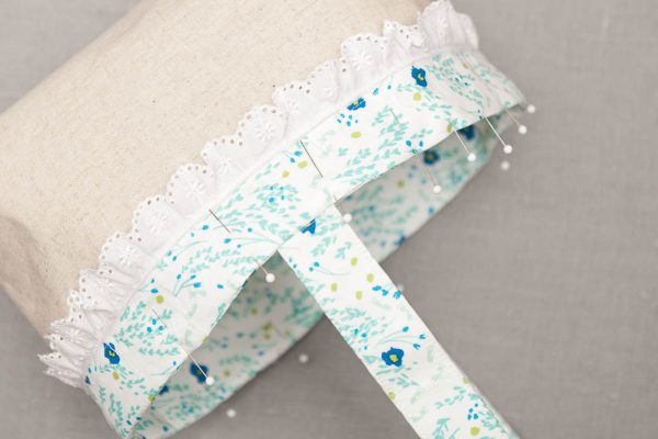 Easter Fabric Basket Tutorial - in the opening closed by folding 1/4″ seam allowance inside the hole