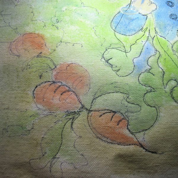 Peter Rabbit Wall Hanging - thread painting