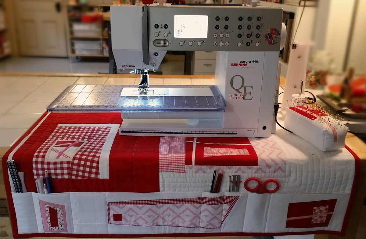 Recycle an unused class sample or mini-quilt into a sewing machine mat