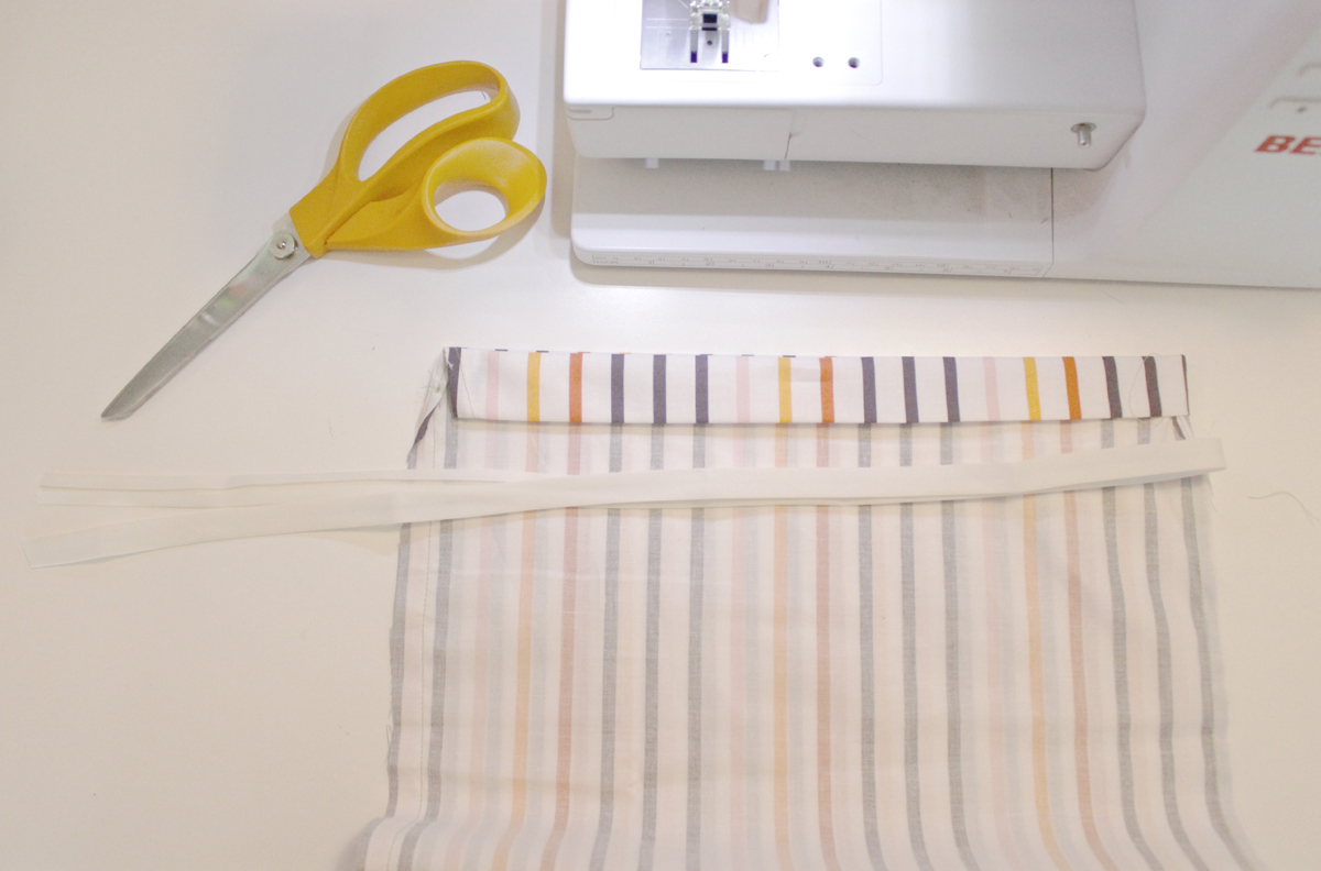 DIY 10-minute shoe bags step seven: cut bias tape