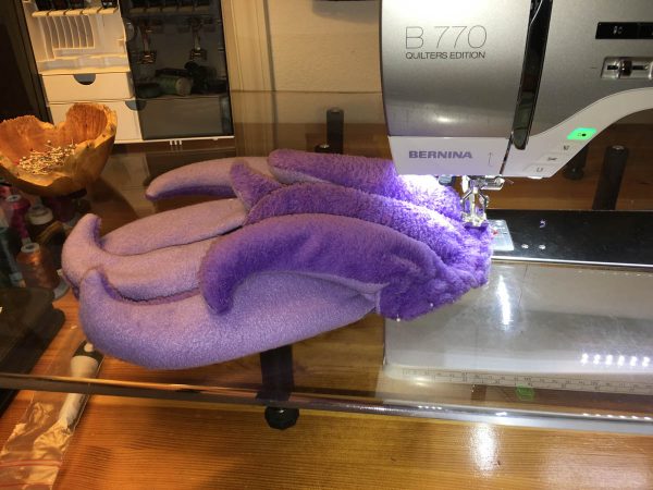 How to sew Stubby the Squid - How to sew Stubby the Squid - pin legs onto lavender head