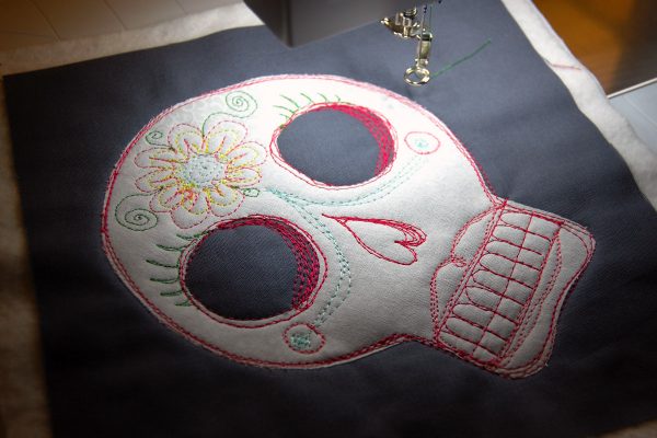 Sugar skull mug rug