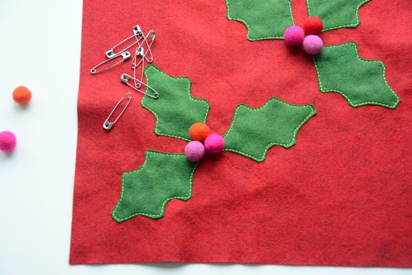 Felt Holly Berry Pillow Pom Poms-4955