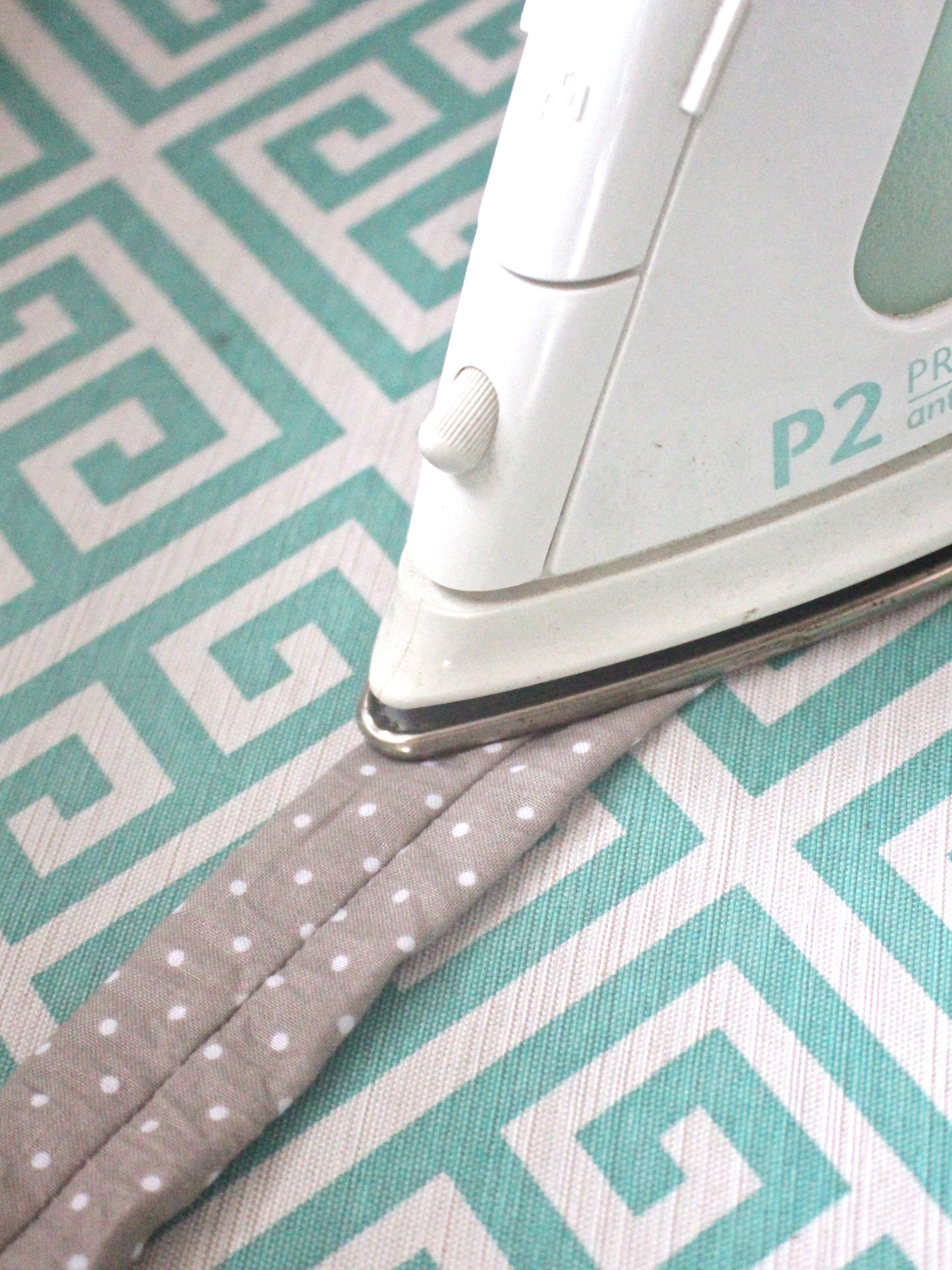 Reusable washable lunch bag Tutorial step fourteen: iron the flap