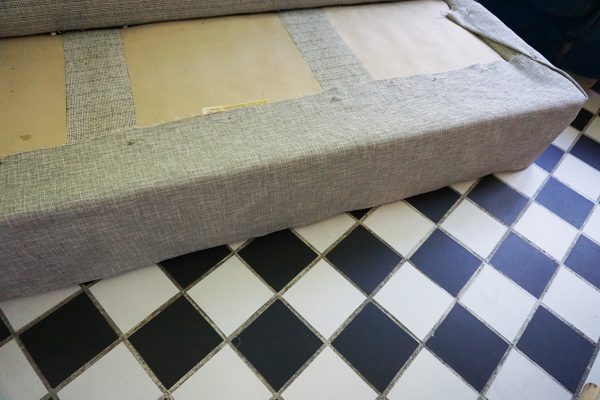 line up the finished hem even with the floor and pin in place