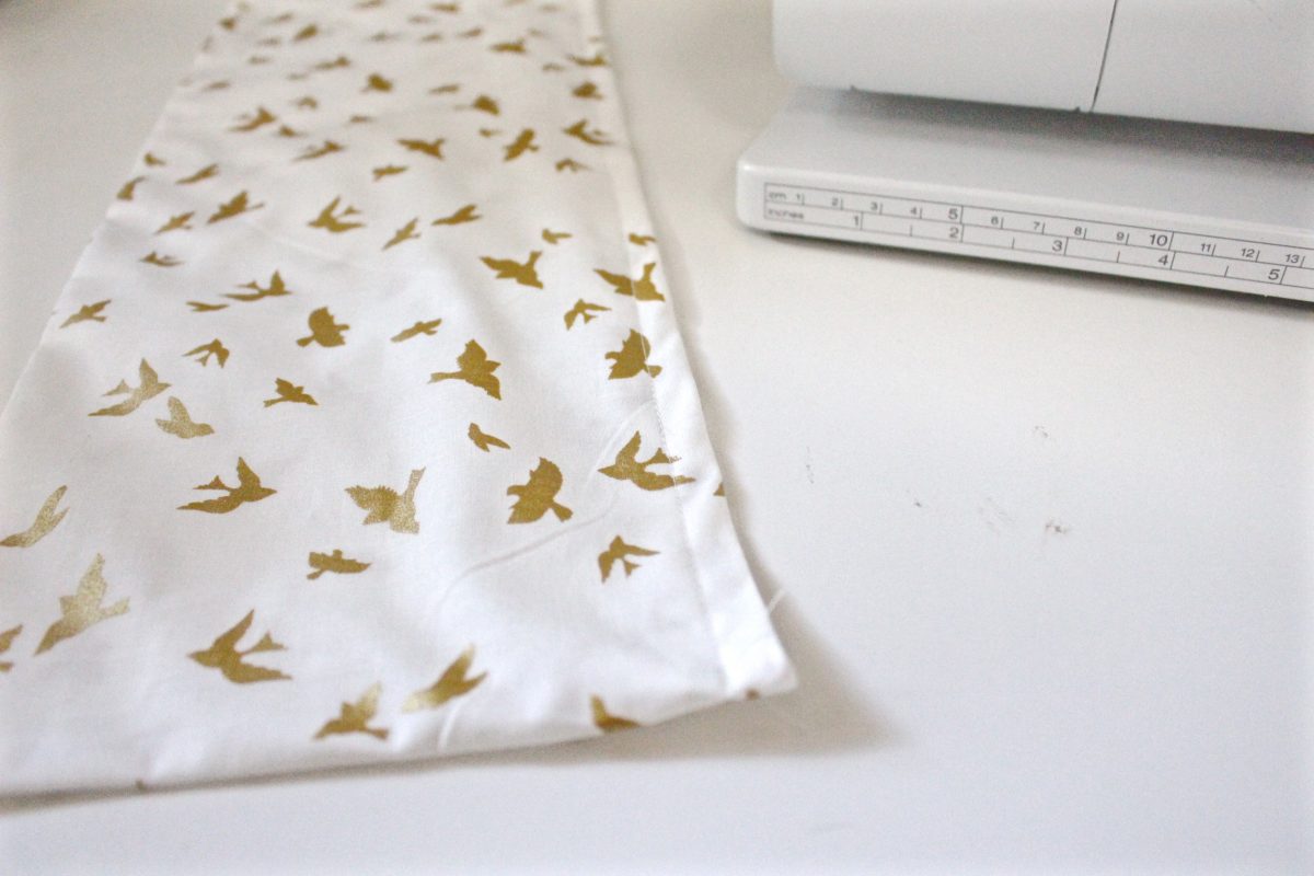 DIY Sketchbook and pen case Step five: Sew the open folded sides of the top together