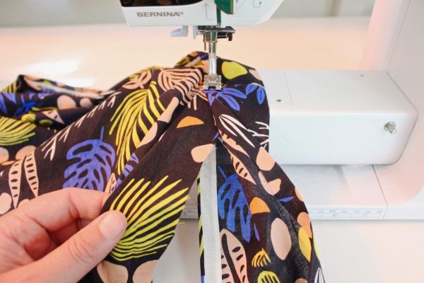 step 26: Start sewing your waistband and skirt together